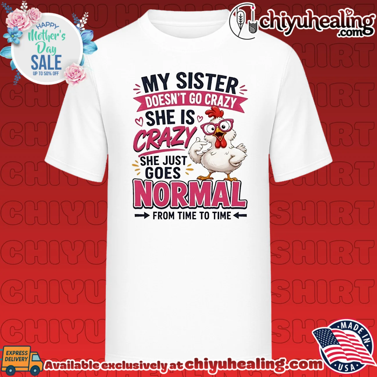 My sister doesn't go crazy she is crazy she just goes normal from time to time cartoon chicken