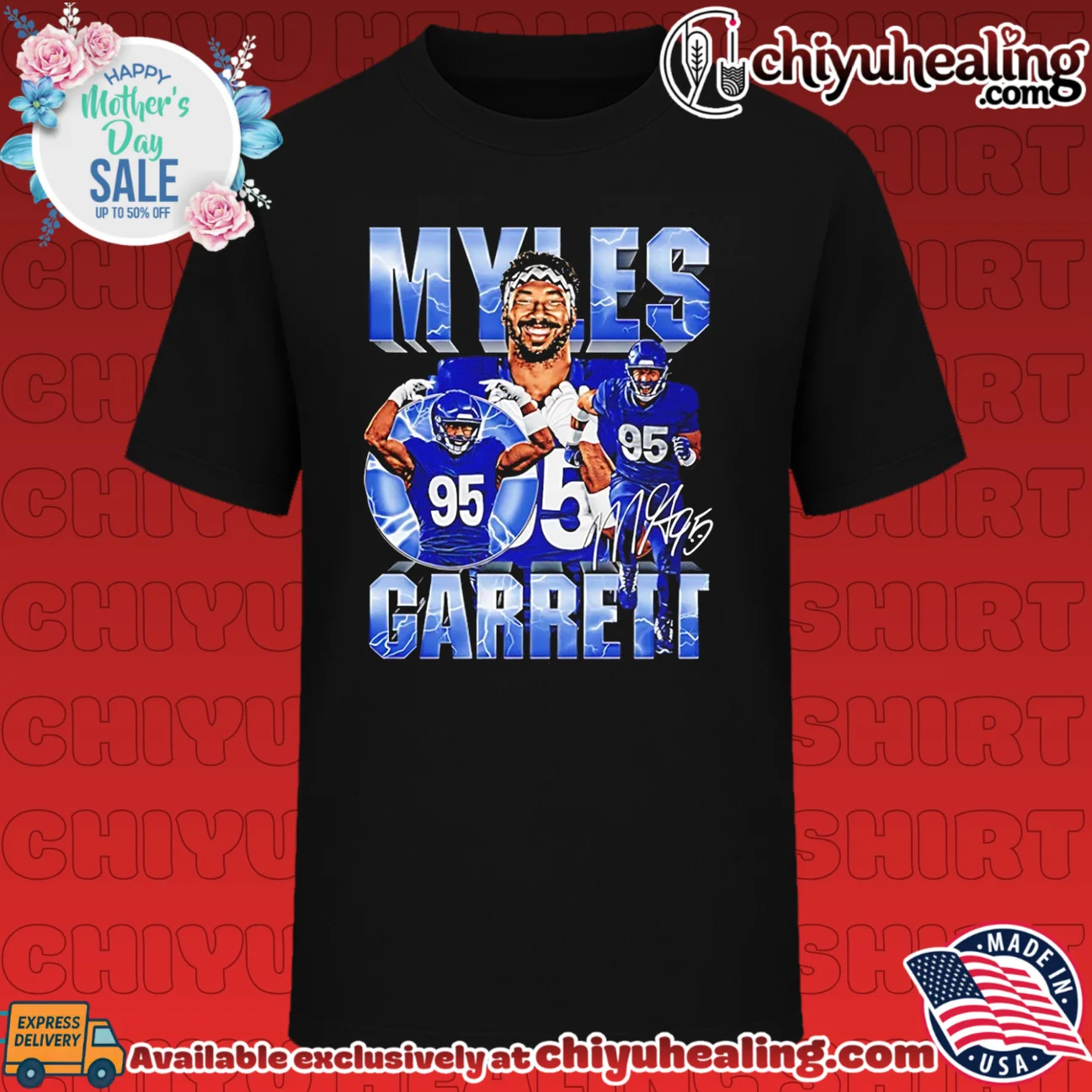 Myles Garrett Los Angeles Rams player collage signature