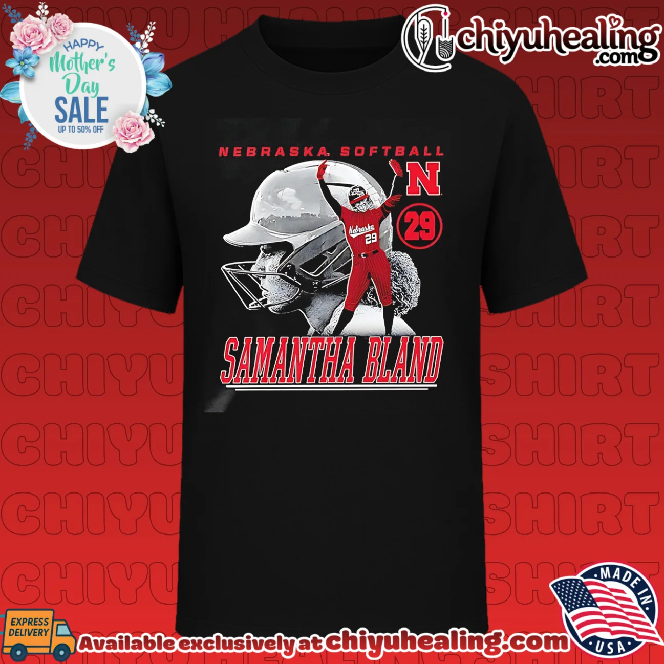 Nebraska Softball player number 29 Samantha Bland illustrated
