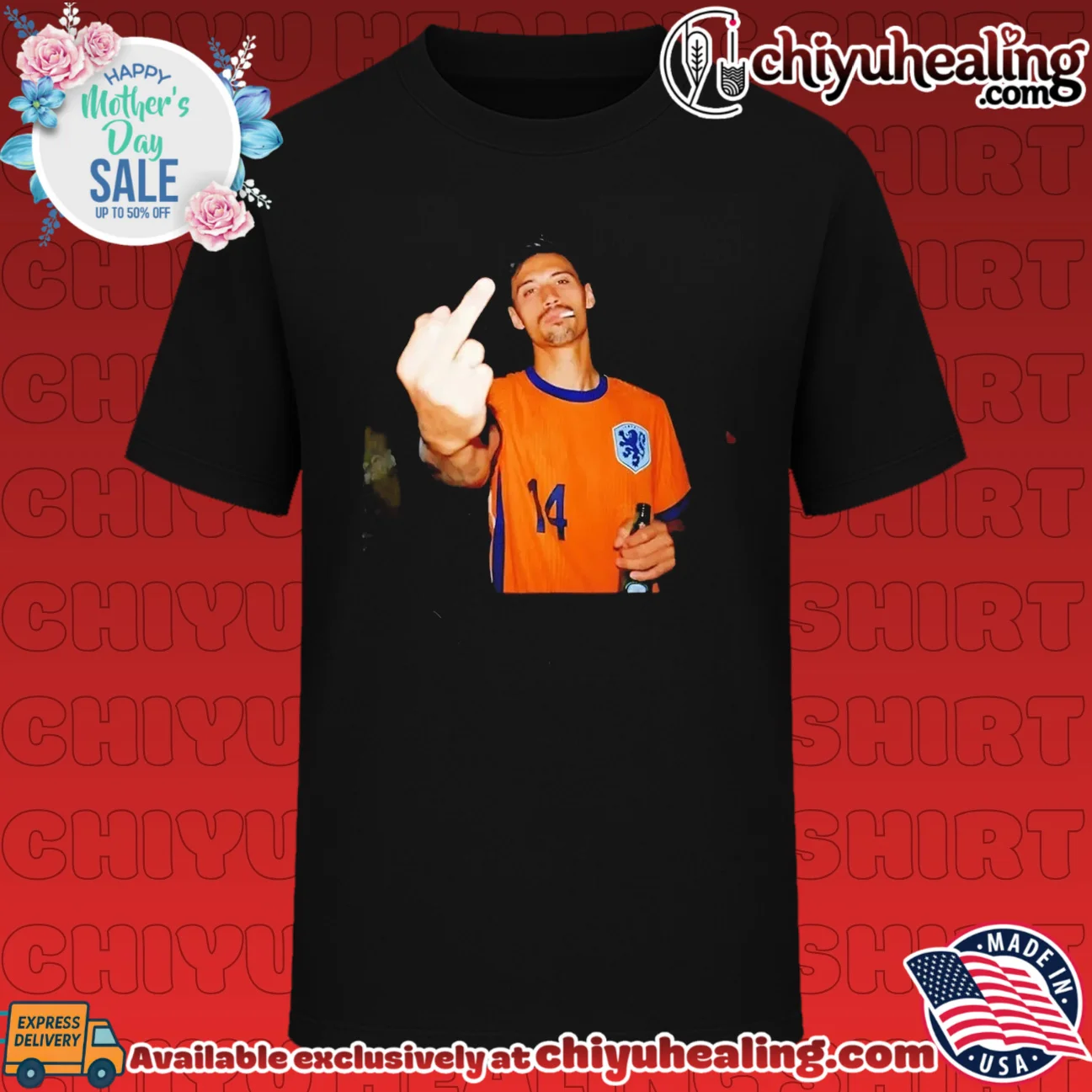 Netherlands National Football Team Number 14 middle finger shirt & hoodie