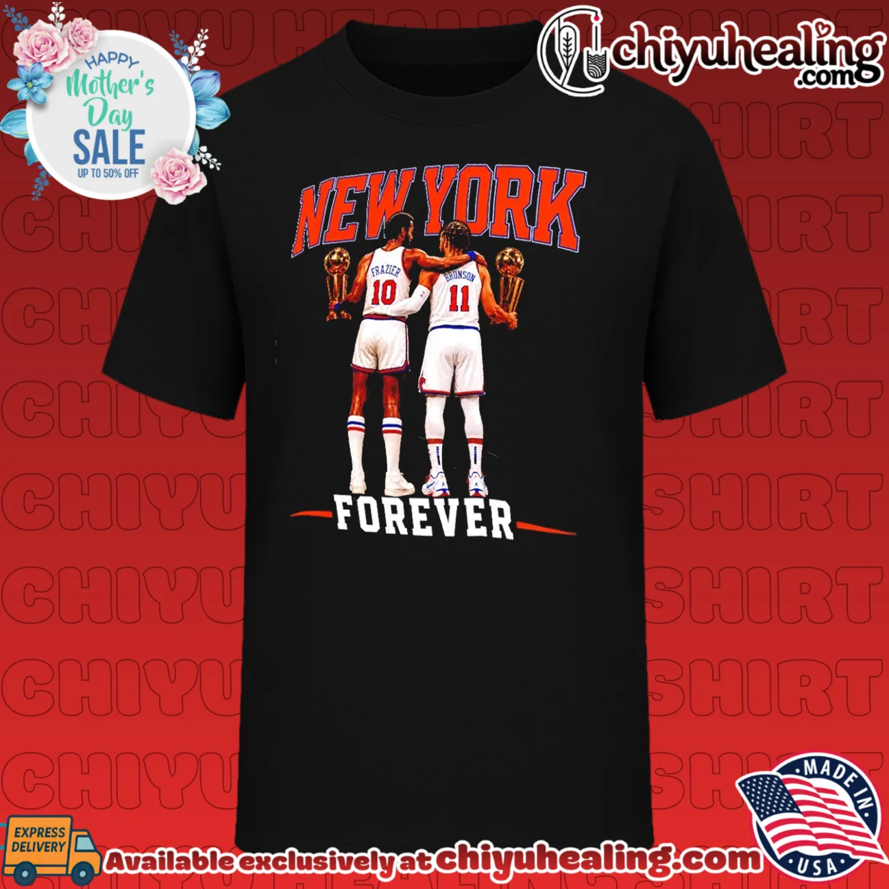 New York Forever Walt Frazier & Jalen Brunson Knicks Champions