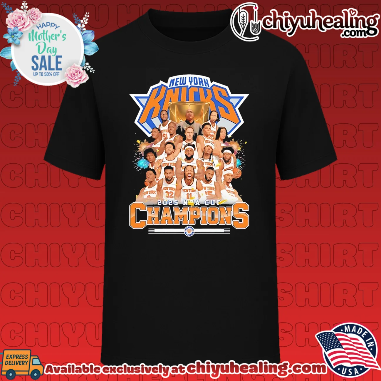 New York Knicks 2025 NBA Cup Champions team collage graphic