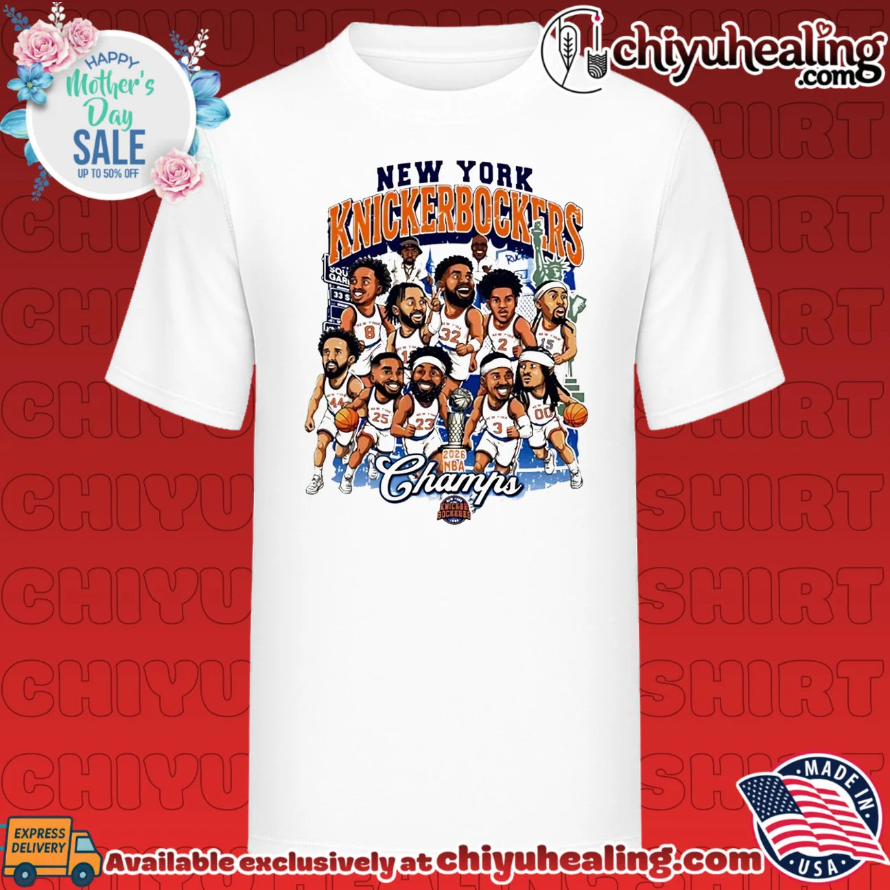 New York Knicks 2026 Champions Knickerbockers caricature