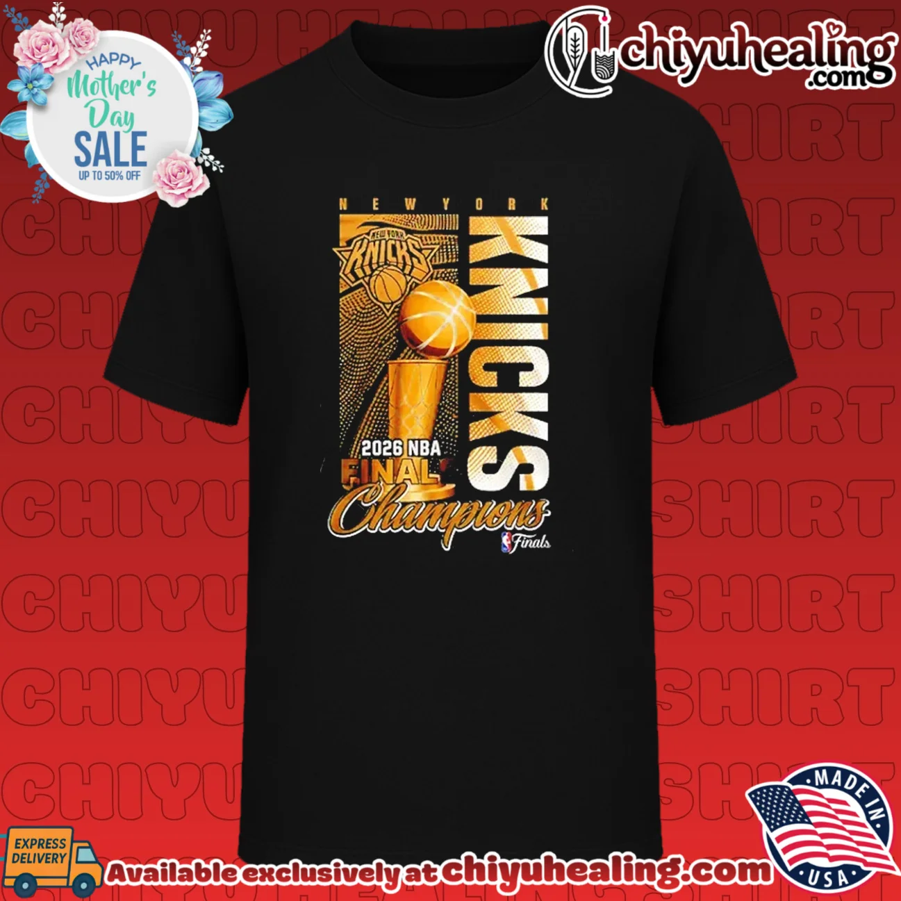 New York Knicks 2026 NBA Champions 3-Time Champions trophy gold