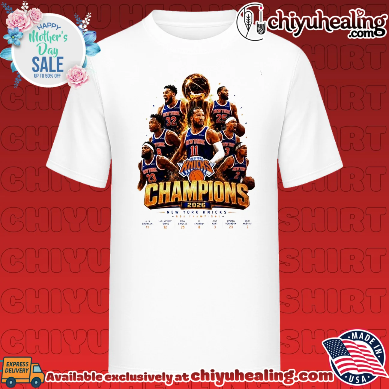 New York Knicks 2026 NBA Champions all team graphic