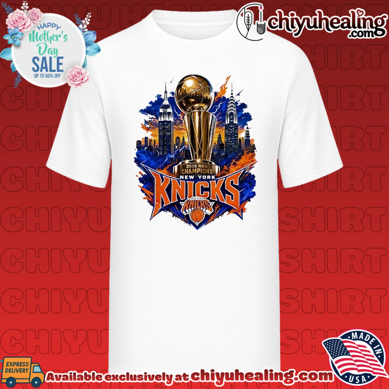 New York Knicks 2026 NBA Champions logo city landscape