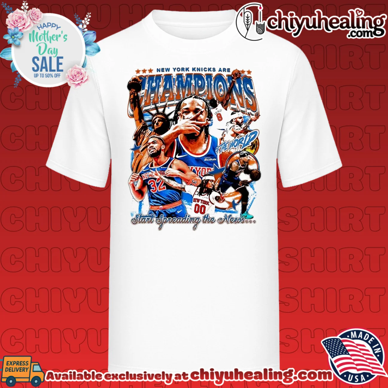 New York Knicks 2026 NBA Champions start speading the news graphic