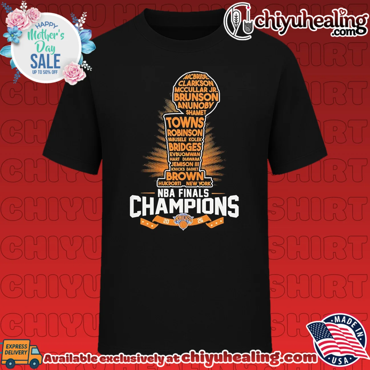 New York Knicks 2026 NBA Finals Champions players name as trophy
