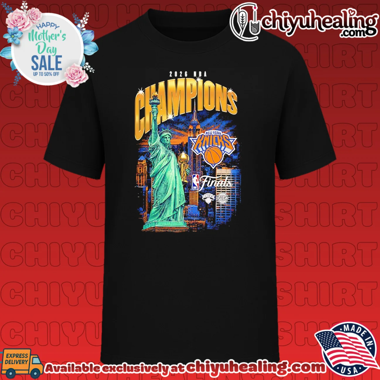 New York Knicks 2026 NBA Finals Champions Statue of Liberty City