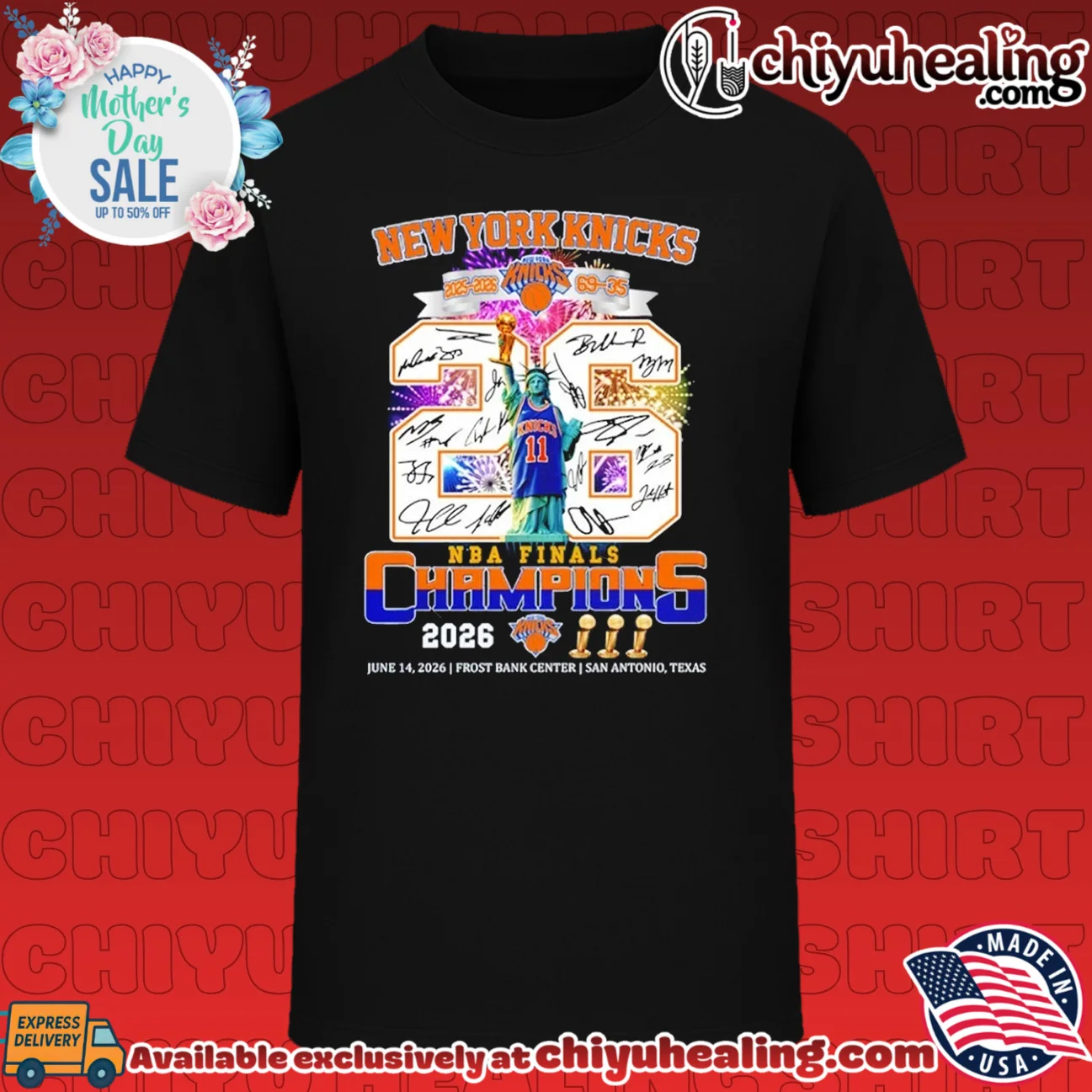New York Knicks 2026 NBA Finals Champions Statue of Liberty signature