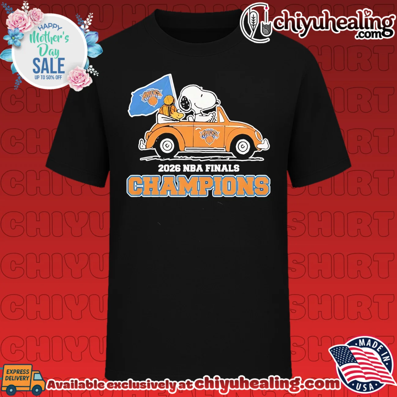 New York Knicks 2026 NBA Finals Snoopy driving car