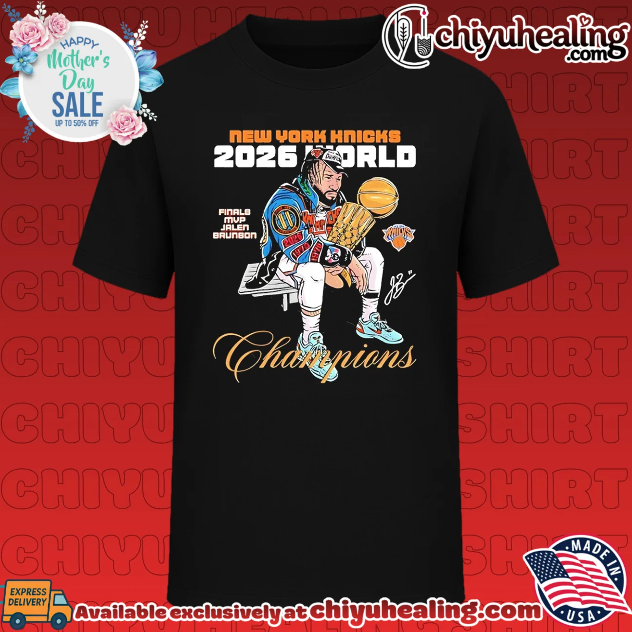 New York Knicks 2026 NBA World Champions Jalen Brunson comic style