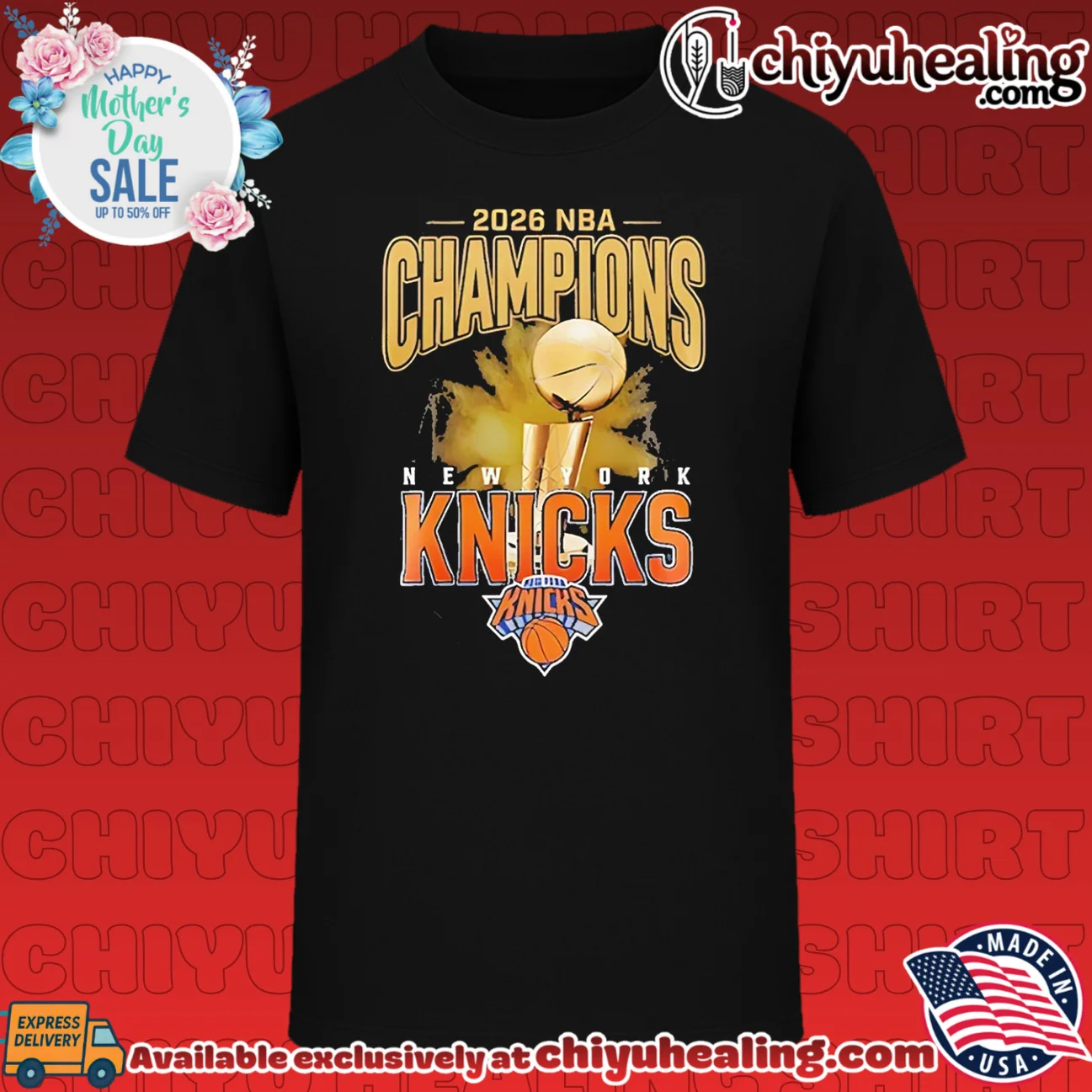 New York Knicks 2026 NBA World Champions trophy illustration