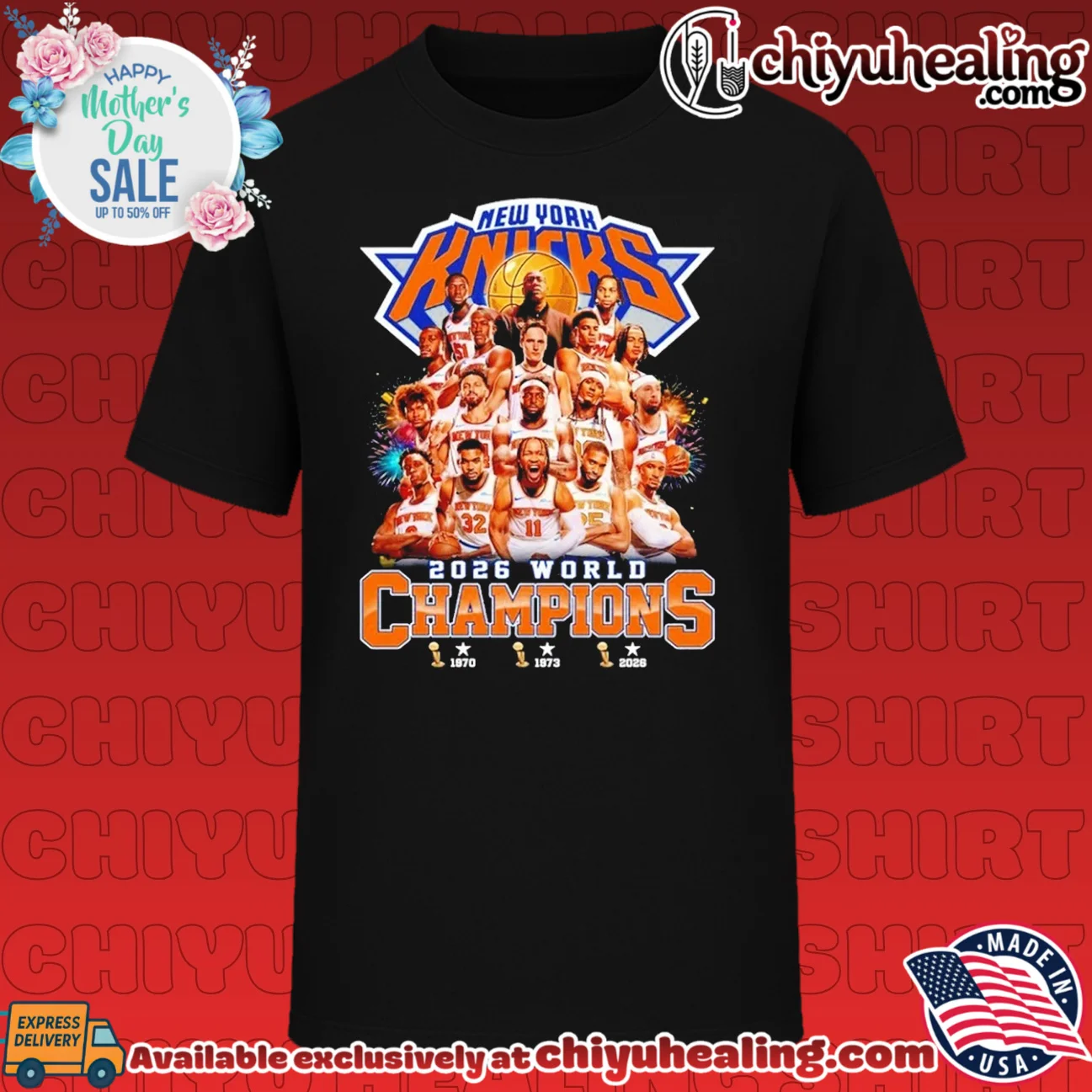New York Knicks 2026 World Champions 3 Time all team graphic