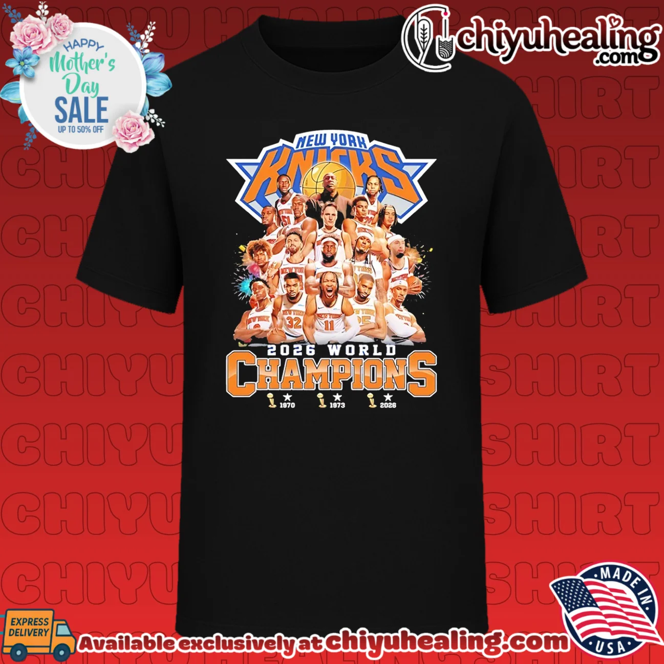 New York Knicks 2026 World Champions team collage 3 trophies