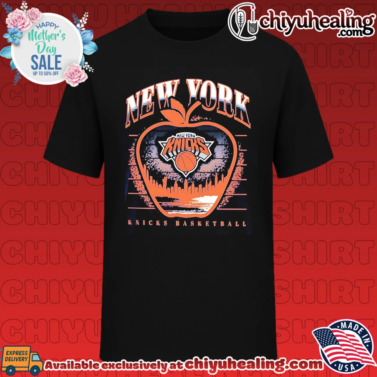 New York Knicks Apple Profile skyline essential shirt & hoodie | Exclusive Fan Gear