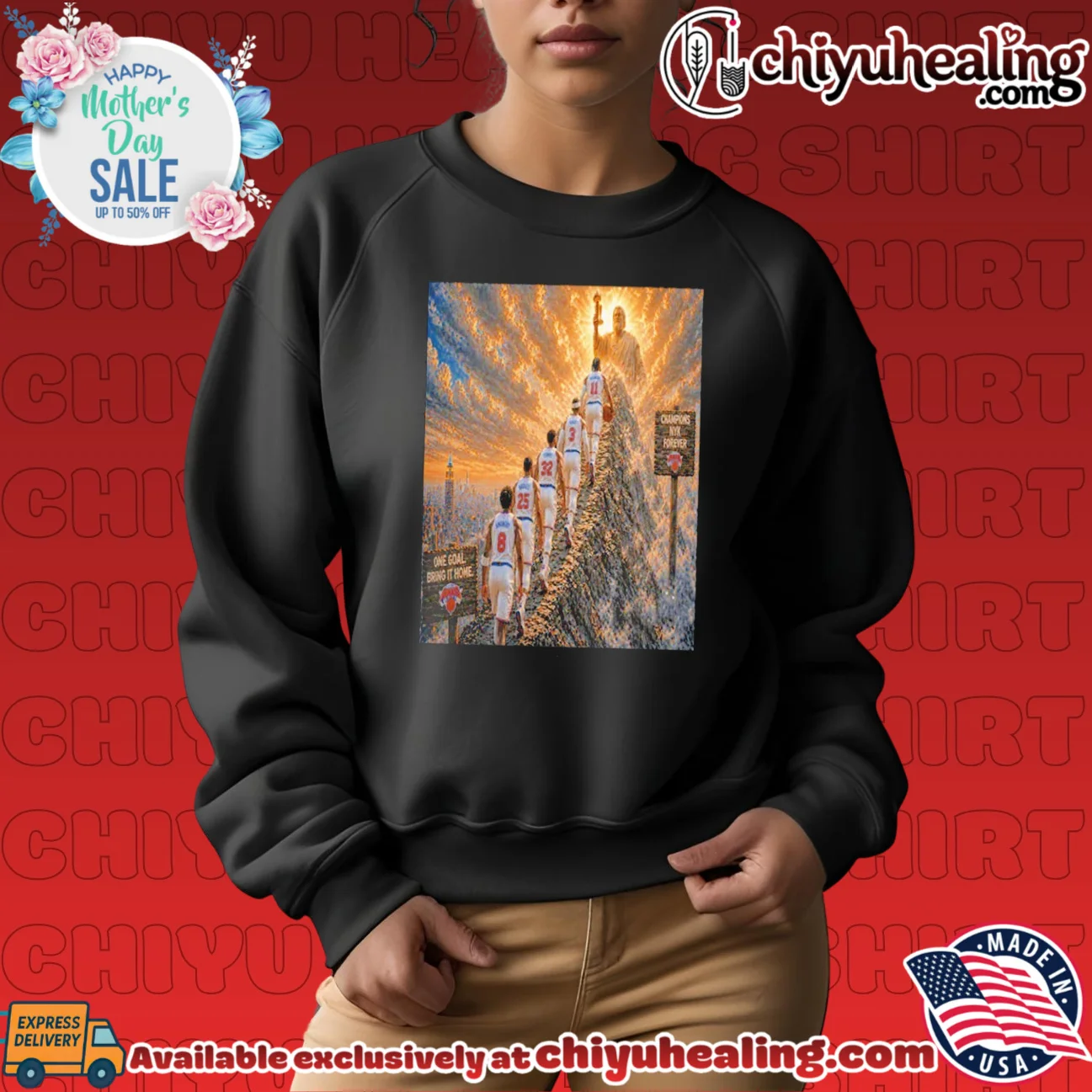 New York Knicks climbing a mountain illustraion statement shirt & hoodie - Everyday Fit New York Knicks climbing a mountain illustraion