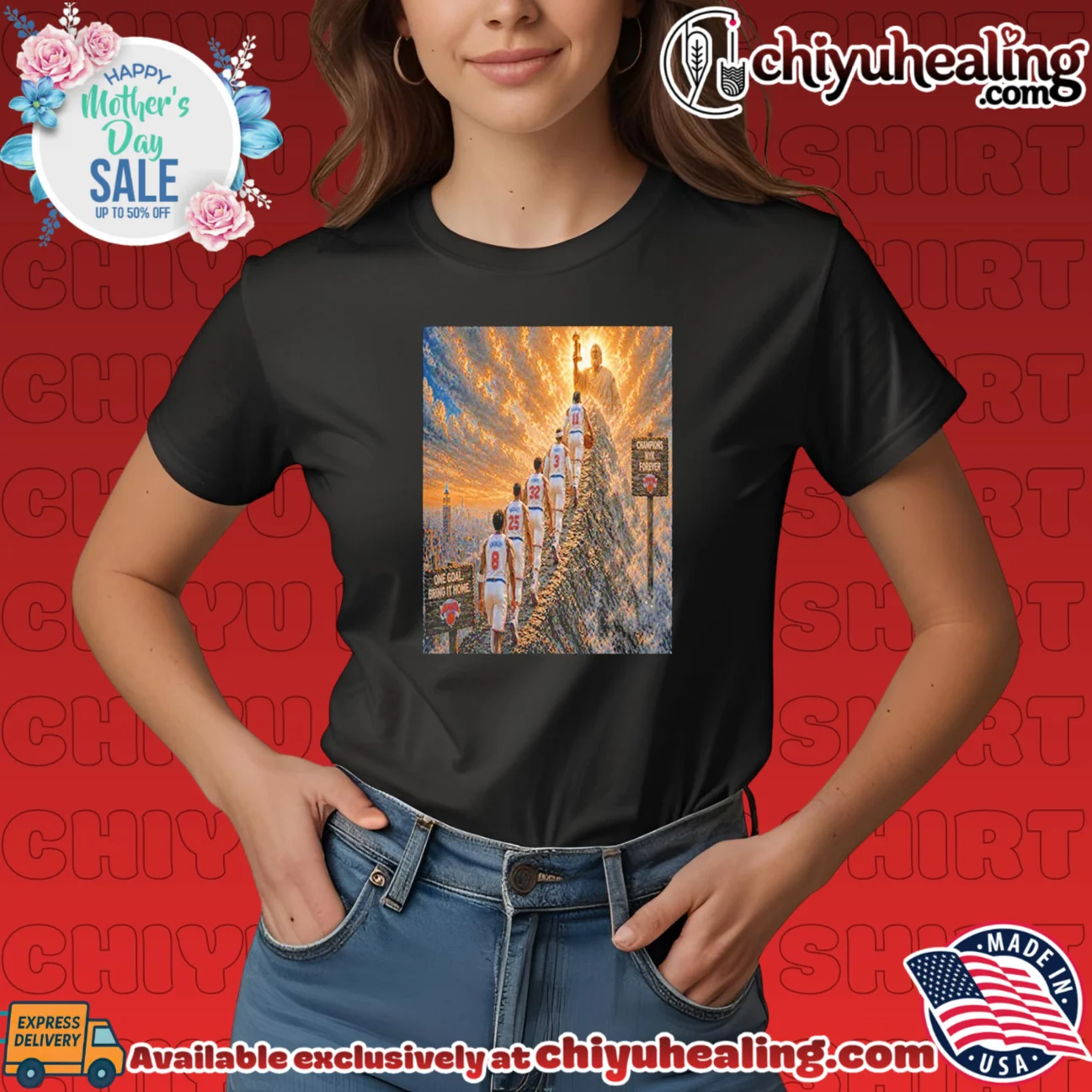 New York Knicks climbing a mountain illustraion statement shirt & hoodie - Everyday Fit New York Knicks climbing a mountain illustraion