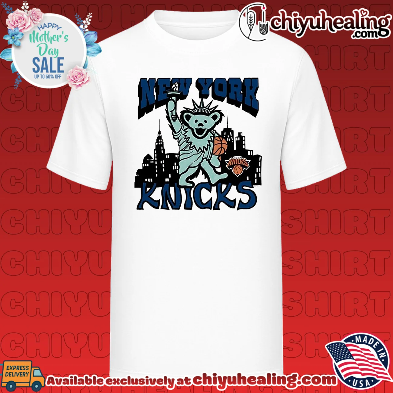 New York Knicks feature Statue of Liberty skyline shirt
