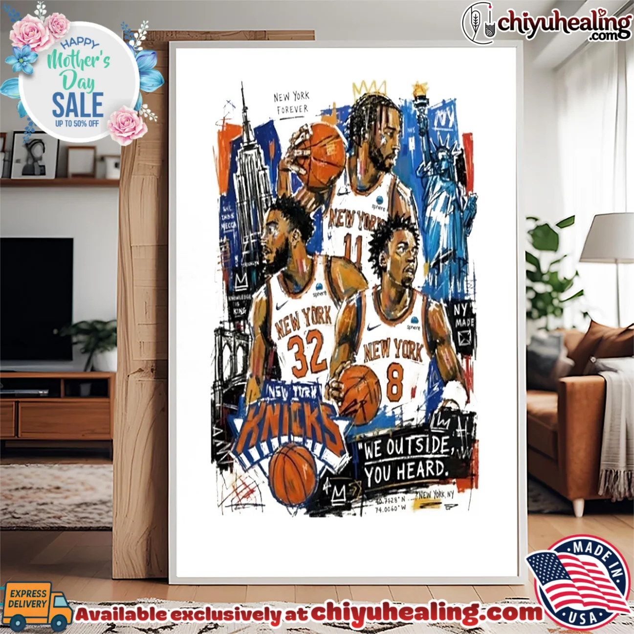 New York Knicks forever we outside you heard digital painting style masterpiece shirt & hoodie - Ultimate Gift Edition New York Knicks forever we outside you heard digital painting style
