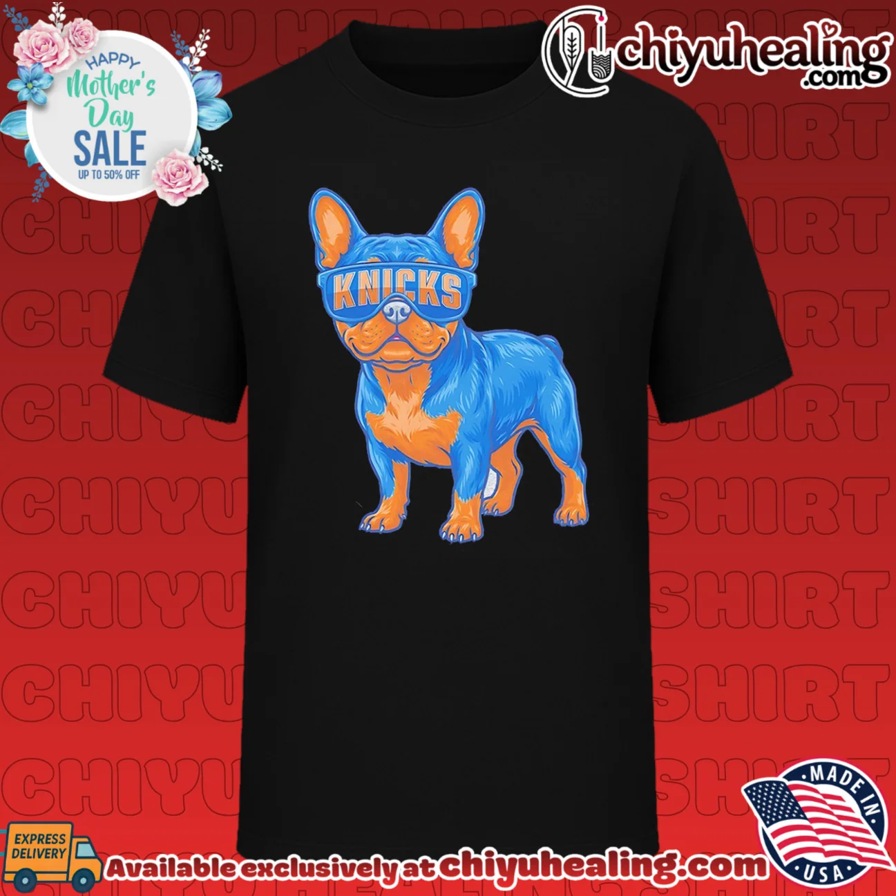 New York Knicks French Bulldog cartoon