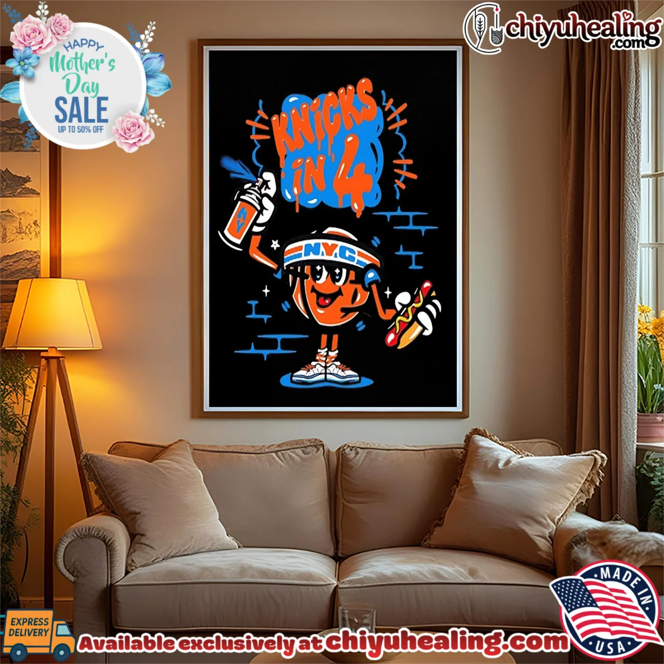 New York Knicks in 4 cartoon basketball mascot wearing NYC headband shirt iconic shirt & hoodie - Urban Fashion New York Knicks in 4 cartoon basketball mascot wearing NYC headband shirt