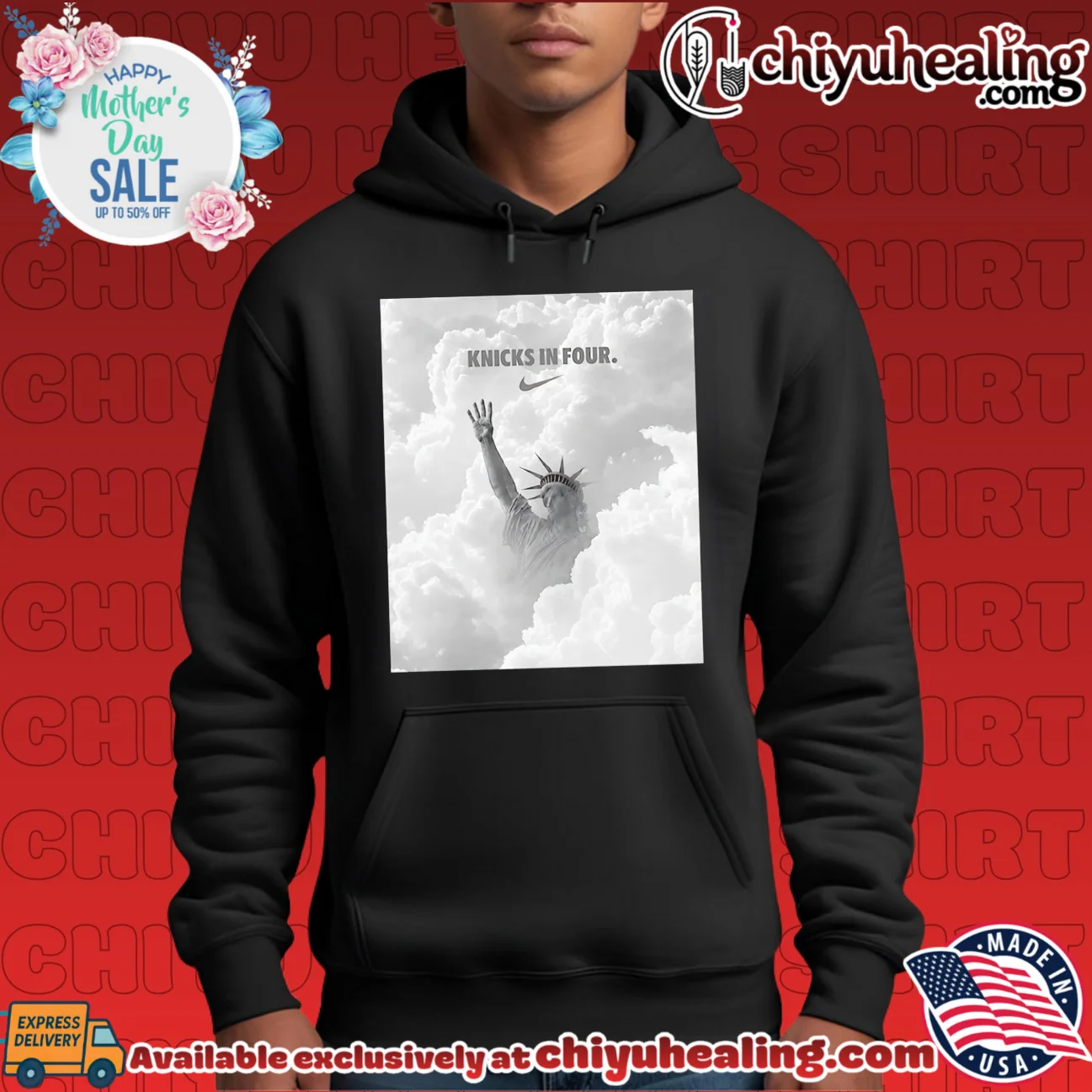 New York Knicks in four Statue of Liberty poster retro shirt & hoodie | Limited Stock Edition New York Knicks in four Statue of Liberty poster retro shirt & hoodie | Limited Stock Edition