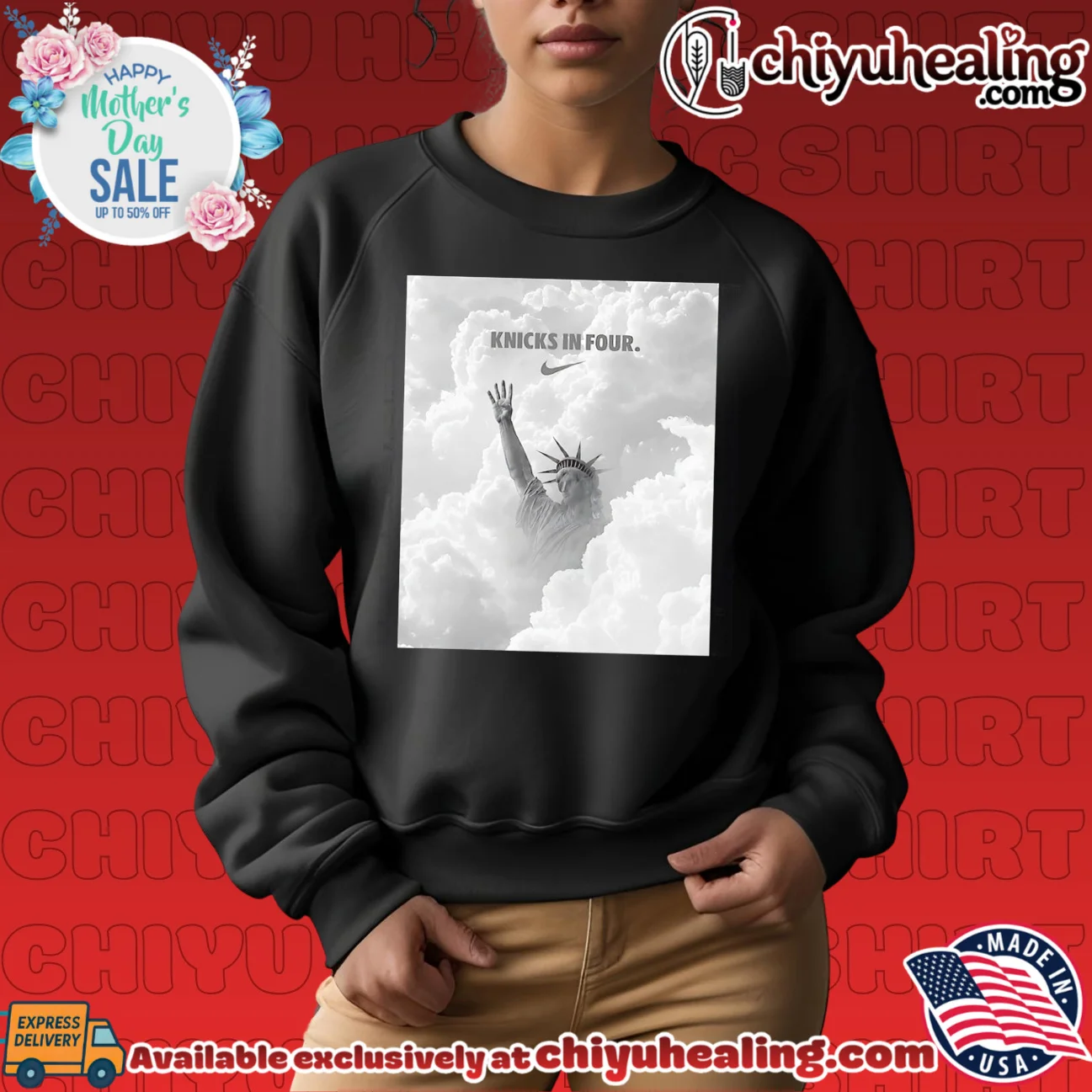 New York Knicks in four Statue of Liberty poster retro shirt & hoodie | Limited Stock Edition New York Knicks in four Statue of Liberty poster