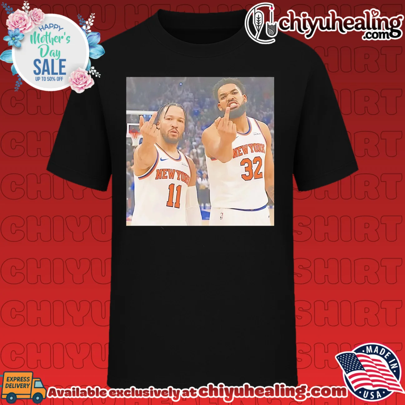 New York Knicks Jalen Brunson and Karl-Anthony Towns middle finger
