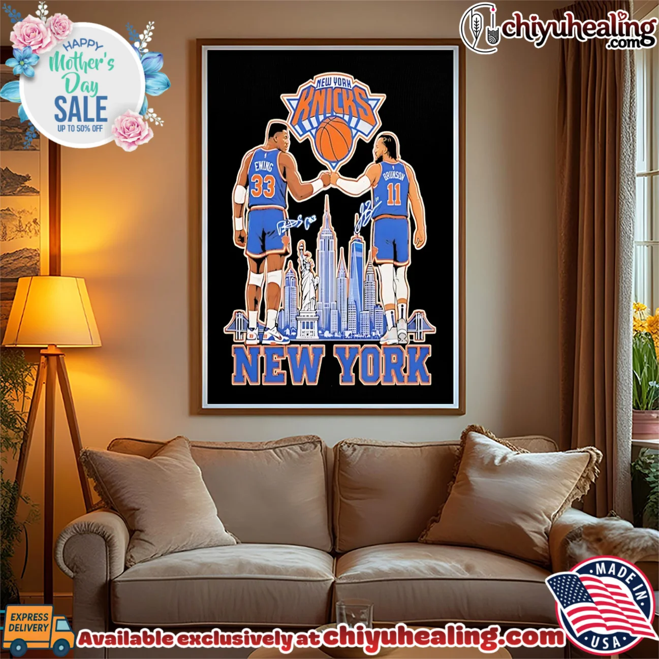 New York Knicks Jalen Brunson and Patrick Ewing illustration vintage shirt & hoodie - Ultimate Gift Edition New York Knicks Jalen Brunson and Patrick Ewing illustration