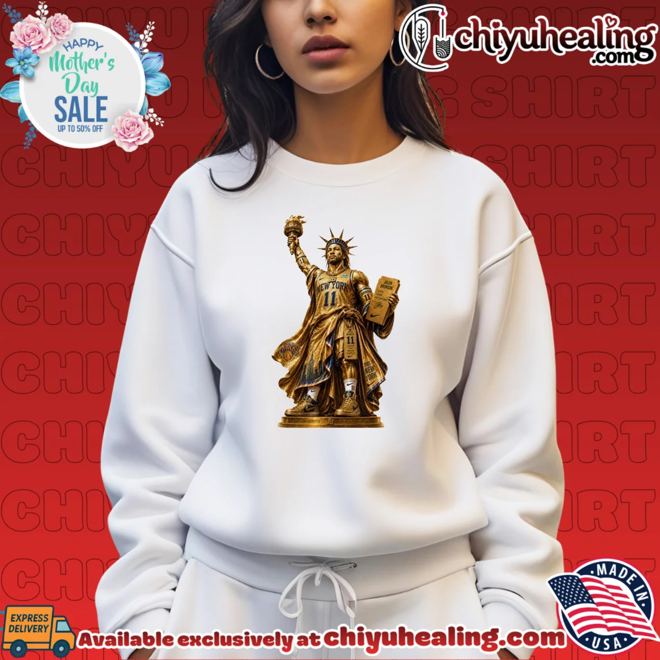 New York Knicks Jalen Brunson as Statue of Liberty illustrated epic shirt & hoodie - Perfect Fan Gift New York Knicks Jalen Brunson as Statue of Liberty illustrated