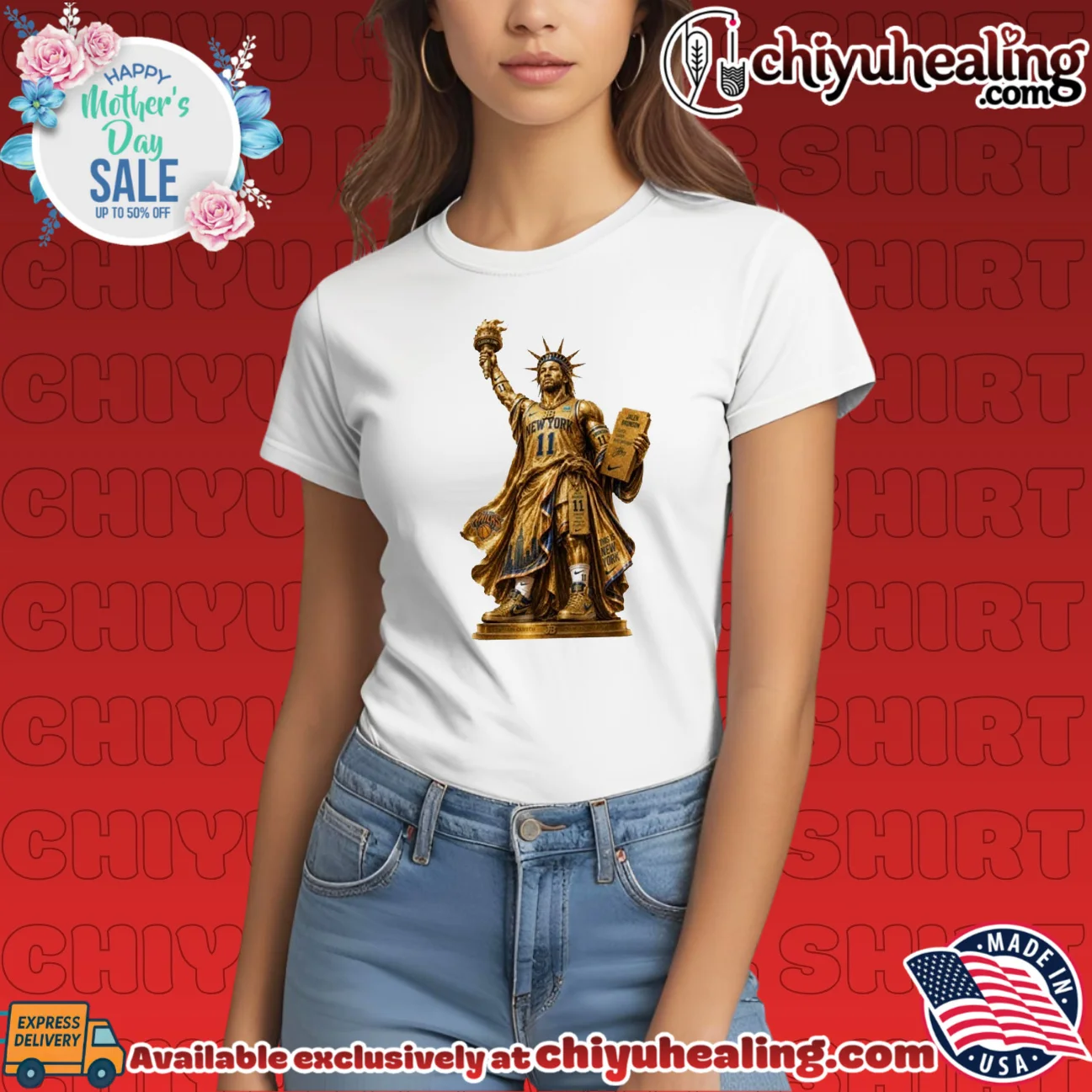 New York Knicks Jalen Brunson as Statue of Liberty illustrated epic shirt & hoodie - Perfect Fan Gift New York Knicks Jalen Brunson as Statue of Liberty illustrated