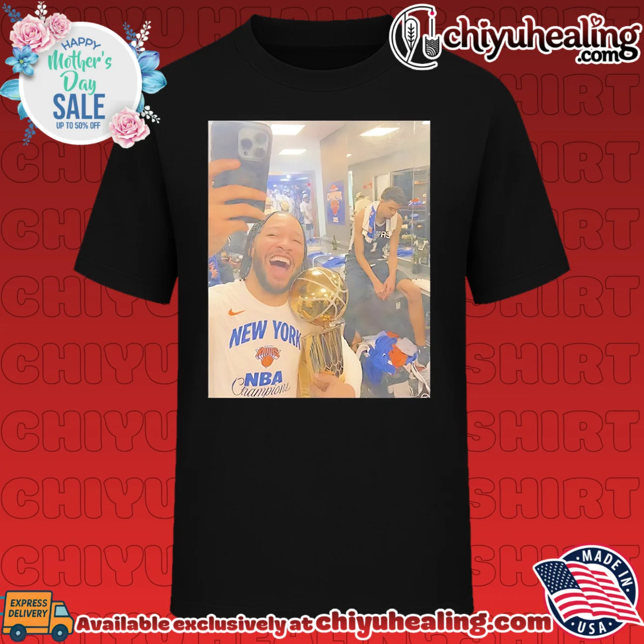 New York Knicks Jalen Brunson celebrating championship win funny selfie