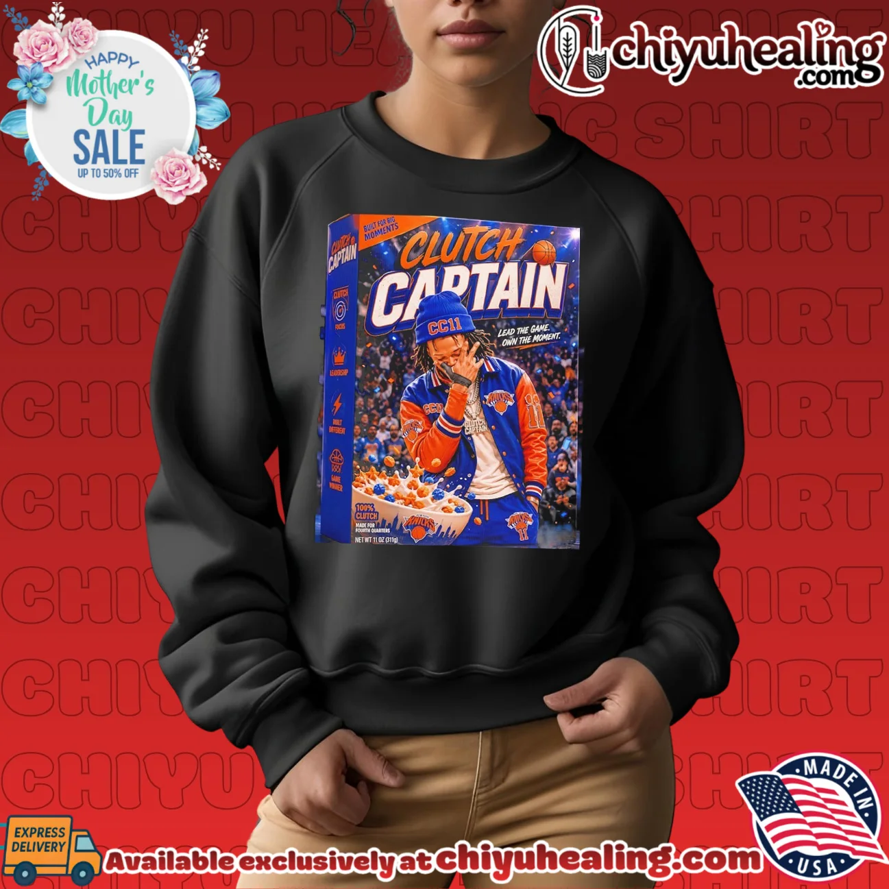 New York Knicks Jalen Brunson clutch captain lead the game own the moment cereal box shirt essential shirt & hoodie | Collector Series New York Knicks Jalen Brunson clutch captain lead the game own the moment cereal box shirt
