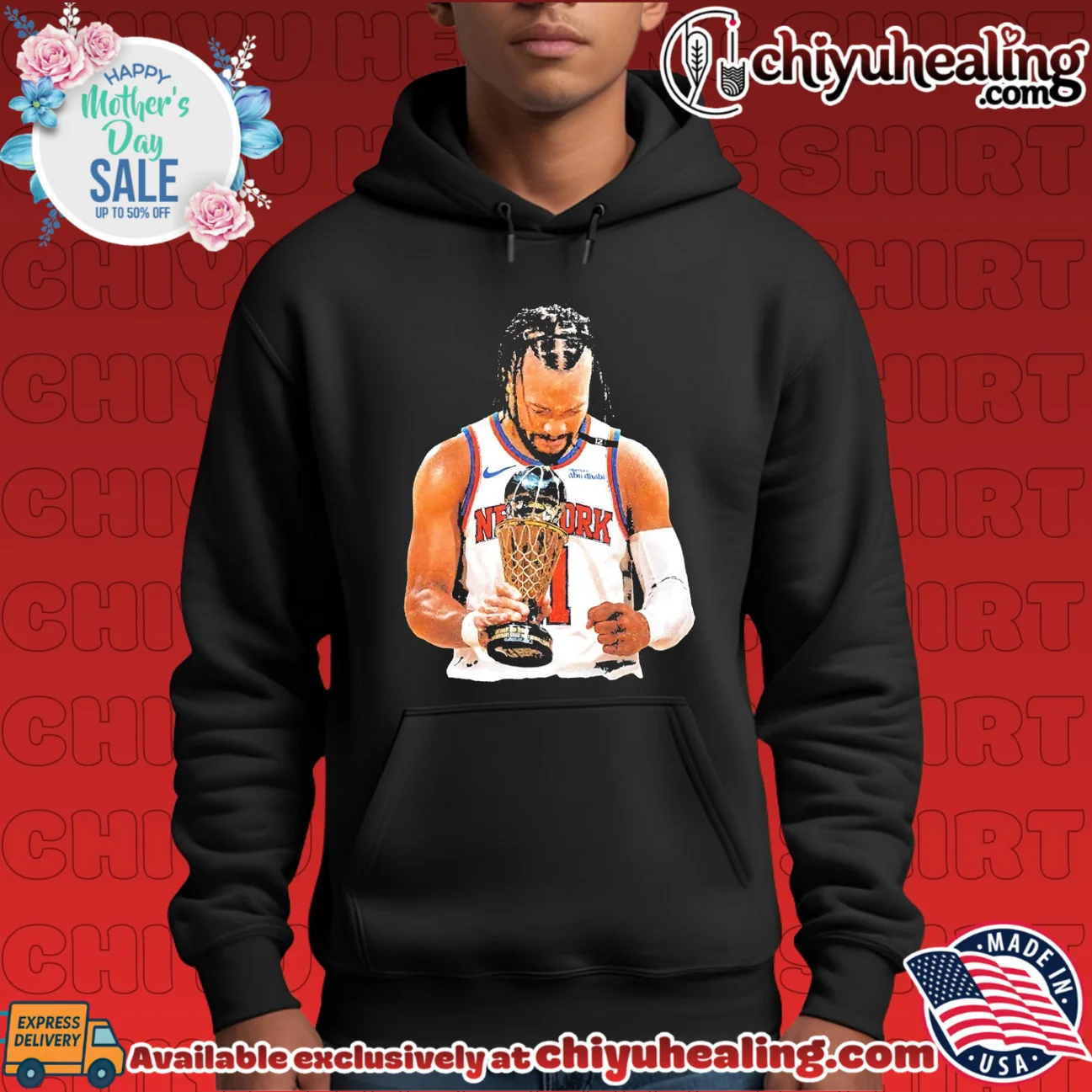 New York Knicks Jalen Brunson holding trophy retro classic shirt & hoodie - Everyday Fit New York Knicks Jalen Brunson holding trophy retro classic shirt & hoodie - Everyday Fit