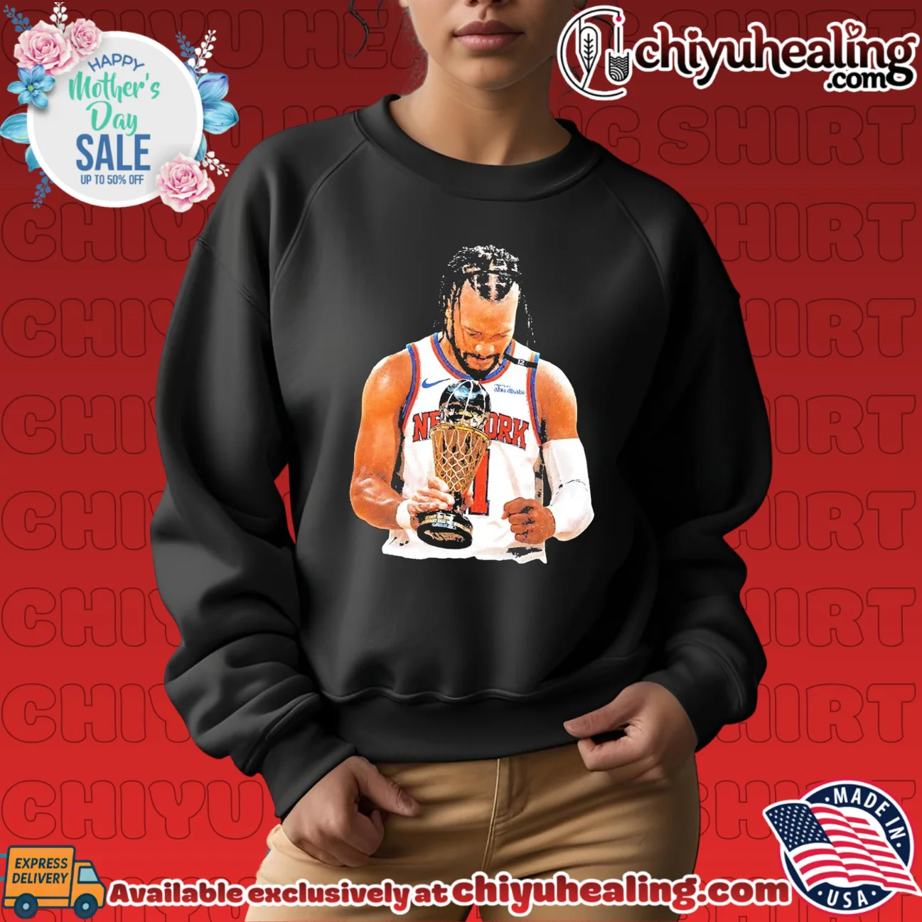 New York Knicks Jalen Brunson holding trophy retro classic shirt & hoodie - Everyday Fit New York Knicks Jalen Brunson holding trophy retro