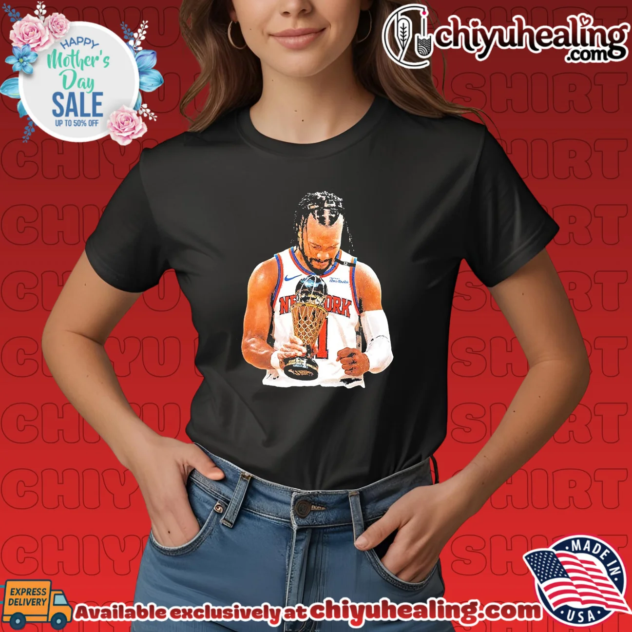 New York Knicks Jalen Brunson holding trophy retro classic shirt & hoodie - Everyday Fit New York Knicks Jalen Brunson holding trophy retro