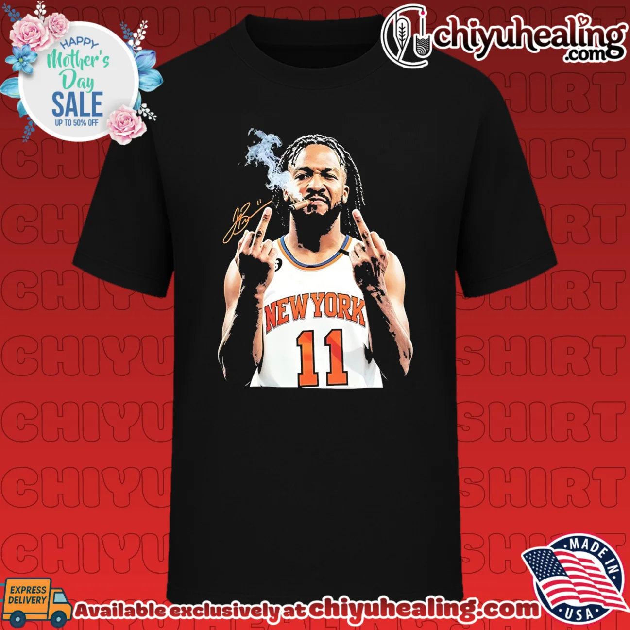 New York Knicks Jalen Brunson smoking cigar middle finger