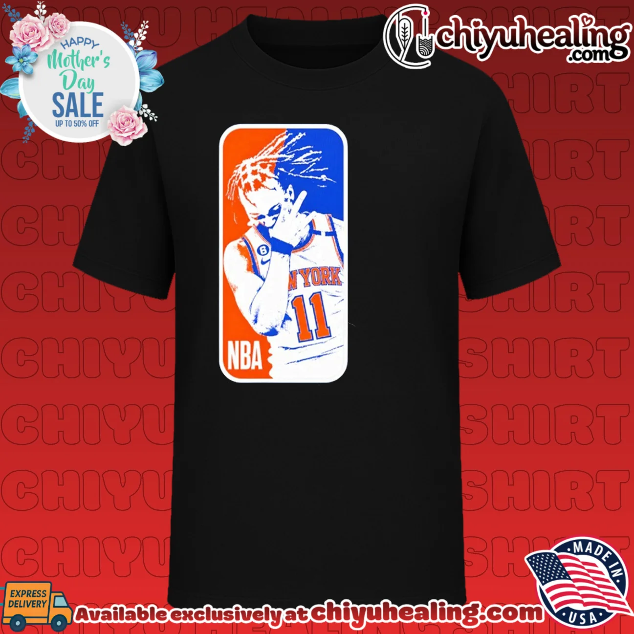New York Knicks Jalen Brunson with NBA logo