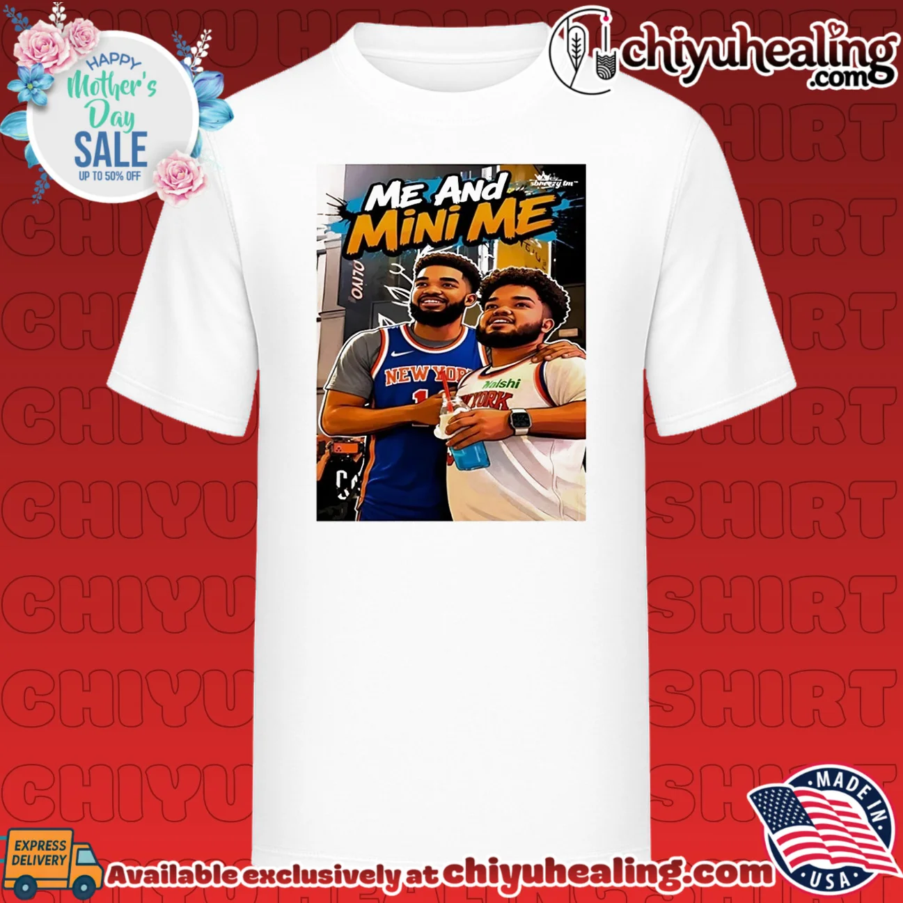 New York Knicks Karl Anthony Towns me and mini me illustration