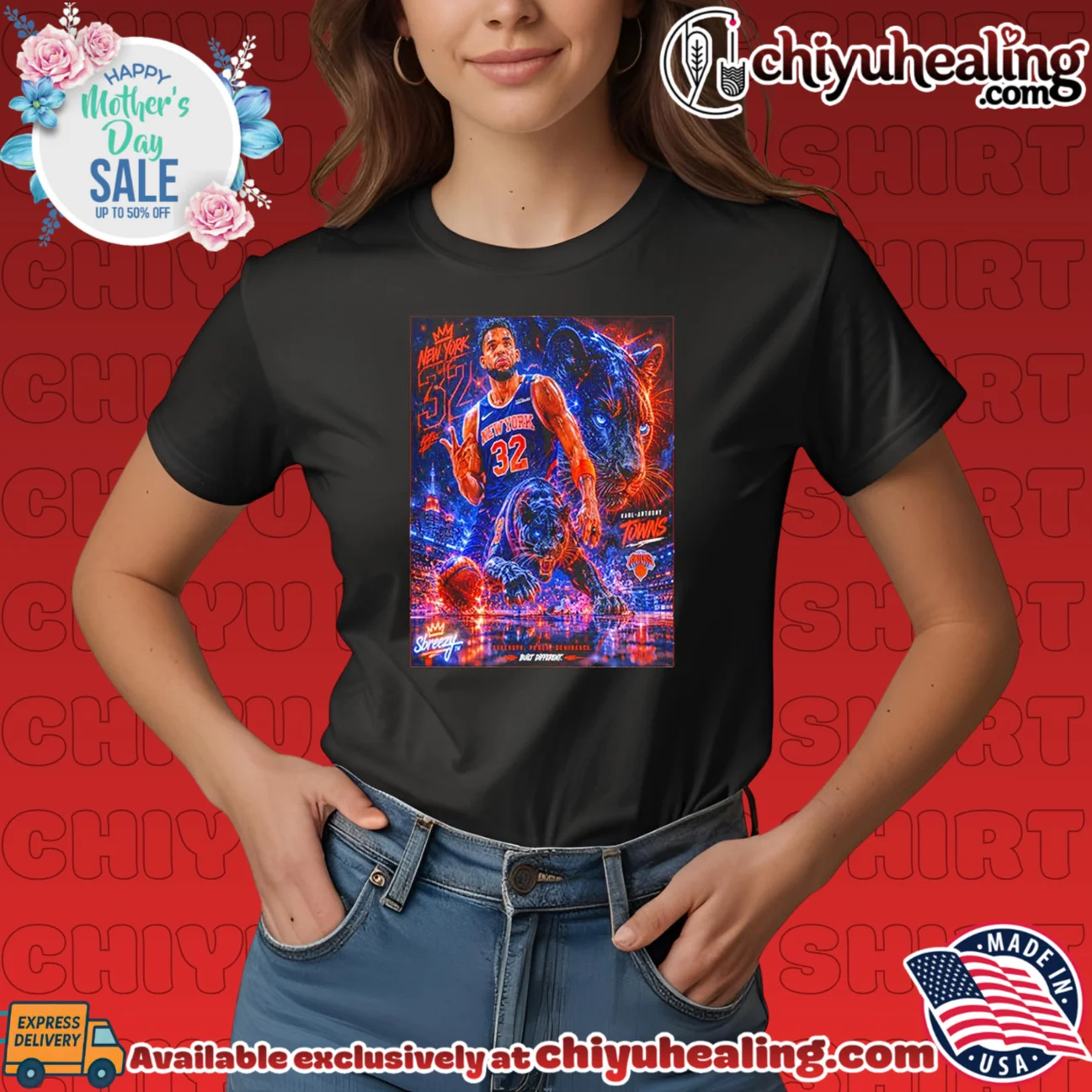 New York Knicks Karl Anthony Towns with graphic panther retro shirt & hoodie - Ultimate Gift Edition New York Knicks Karl Anthony Towns with graphic panther