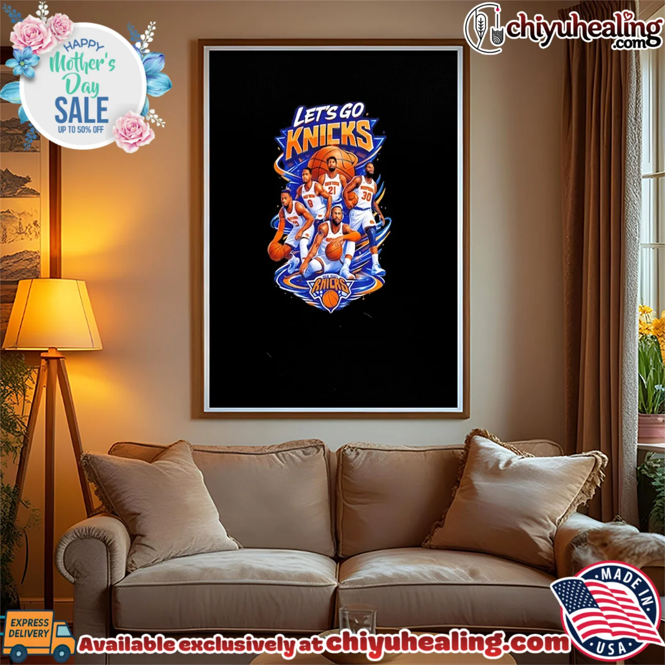 New York Knicks Let's Go Knicks illustration statement shirt & hoodie | Exclusive Fan Gear New York Knicks Let's Go Knicks illustration