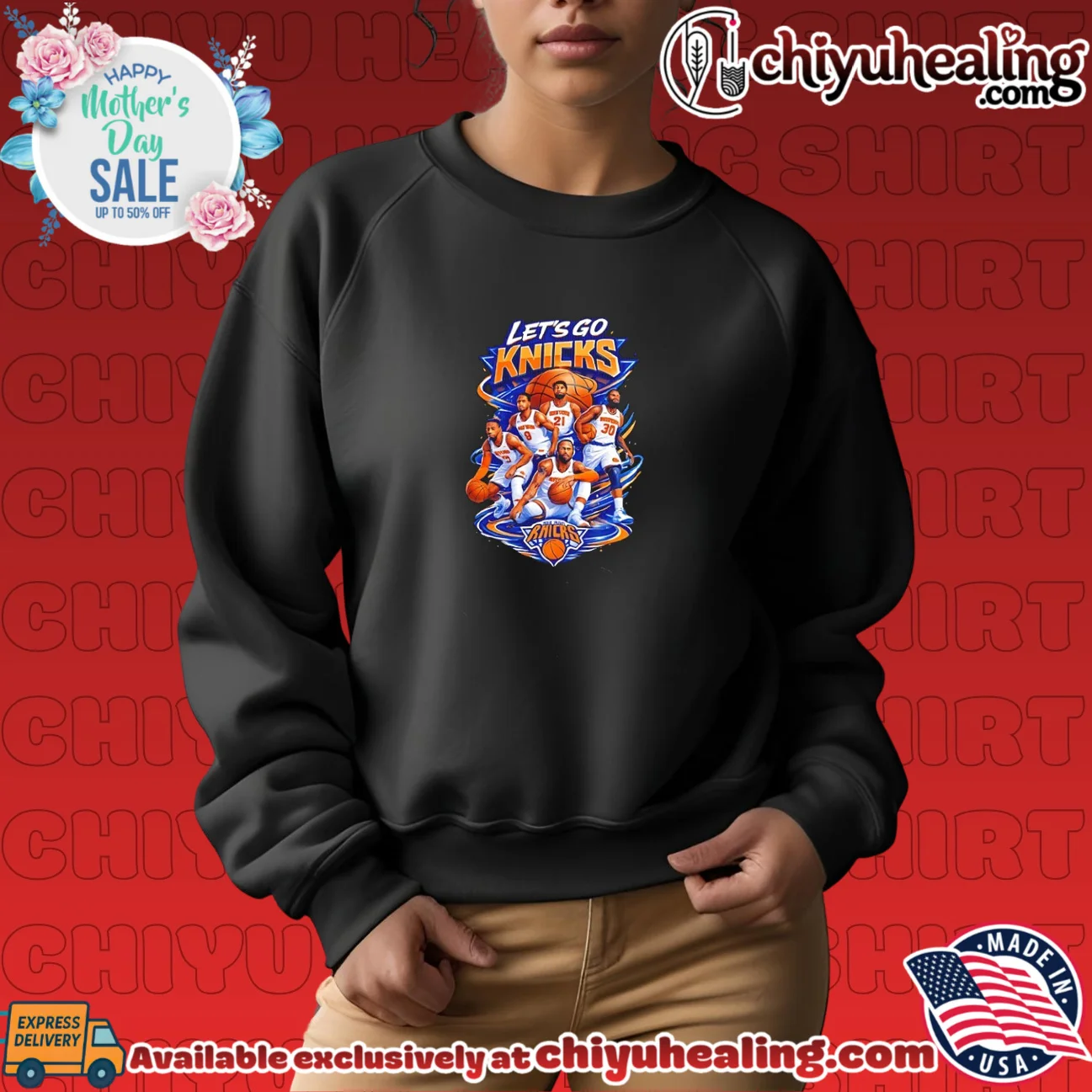 New York Knicks Let's Go Knicks illustration statement shirt & hoodie | Exclusive Fan Gear New York Knicks Let's Go Knicks illustration