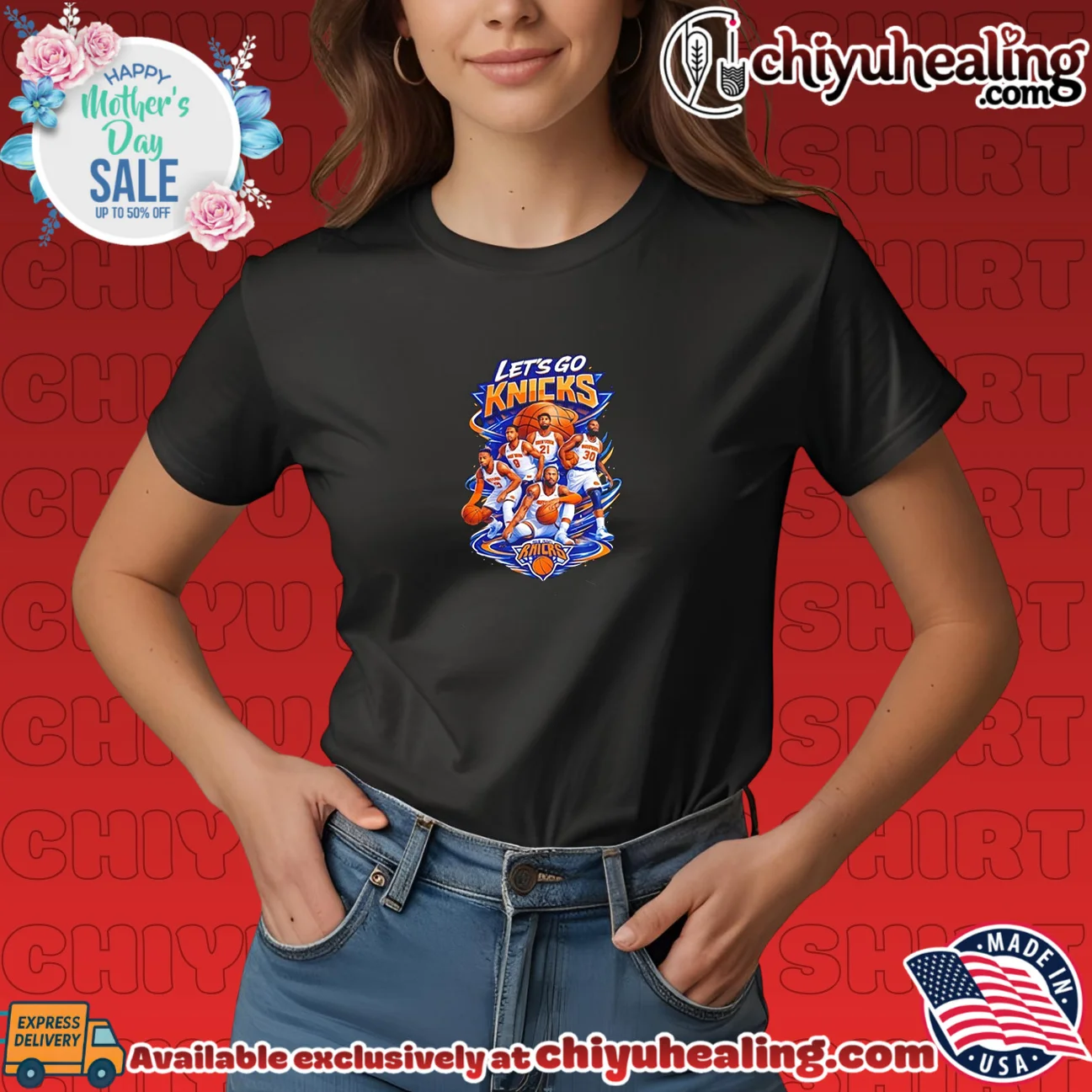 New York Knicks Let's Go Knicks illustration statement shirt & hoodie | Exclusive Fan Gear New York Knicks Let's Go Knicks illustration