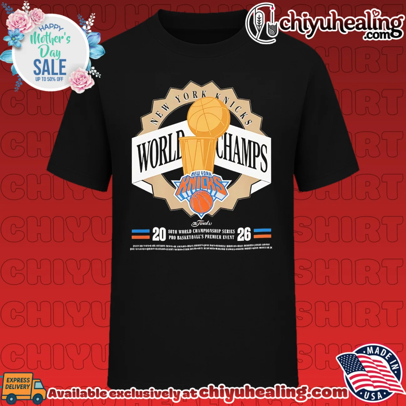 New York Knicks logo World Champs 2026 trophy vintage