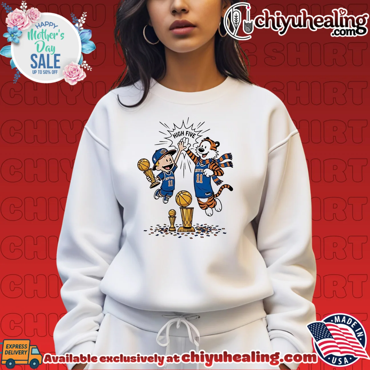 New York Knicks mascot high five graphic shirt & hoodie New York Knicks mascot high five graphic shirt & hoodie