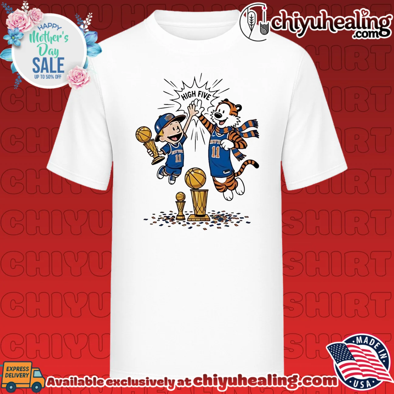 New York Knicks mascot high five graphic shirt & hoodie