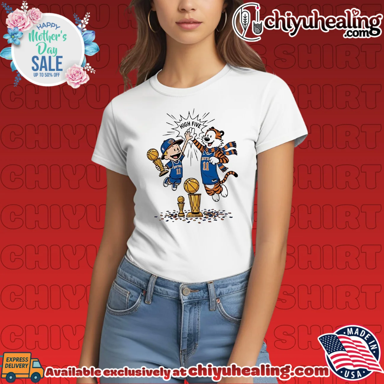 New York Knicks mascot high five graphic shirt & hoodie New York Knicks mascot high five graphic shirt & hoodie