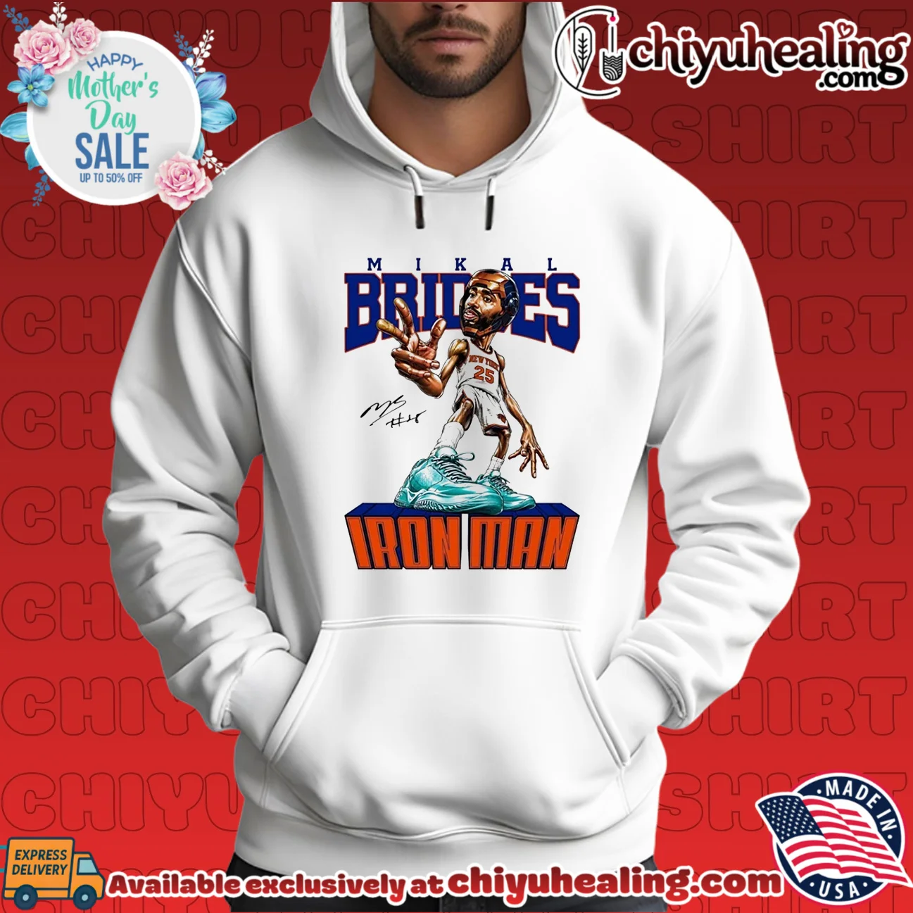 New York Knicks Mikal Bridges Iron Man big head signature shirt elite shirt & hoodie - Everyday Fit New York Knicks Mikal Bridges Iron Man big head signature shirt elite shirt & hoodie - Everyday Fit