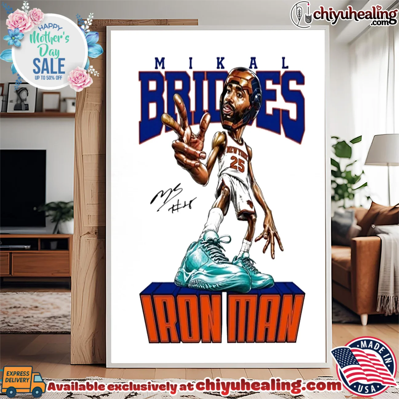New York Knicks Mikal Bridges Iron Man big head signature shirt elite shirt & hoodie - Everyday Fit New York Knicks Mikal Bridges Iron Man big head signature shirt